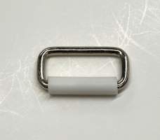 Rectangular Metal Ring with White Plastic Roller