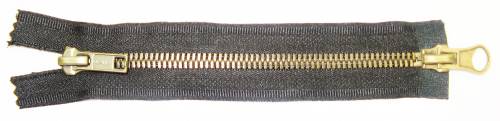 Two-Way Antique Brass Jacket Zippers